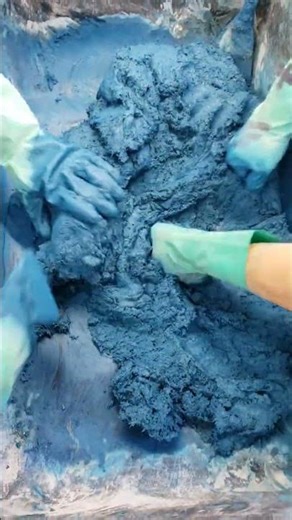 Perfectly hand mixed blue concrete