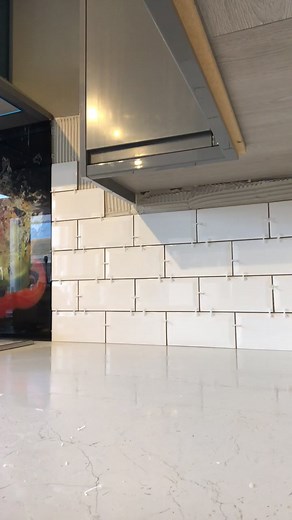 Kitchen transformation! #tilingwork #tiles #tiler #tiling #fyp #4u #satisfying #satisfyingvideos #satisfy #metro #builder #diy #work #hardwork #grout