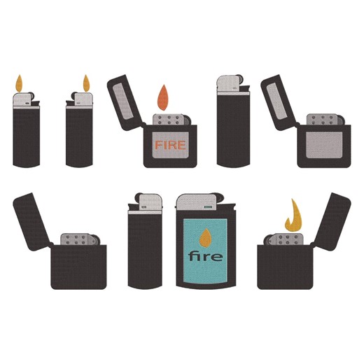 Lighter Fire Flame Embroidery Design, Lighter Fire Flame Machine Embroidery File, 9 Design, 9 Size, Instant Download - Etsy