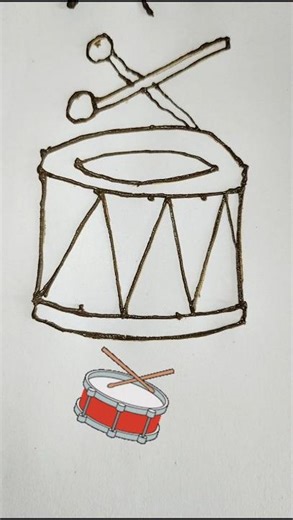 Easy Drum Drawing | Simple Musical Instrument Drawing #shorts #art