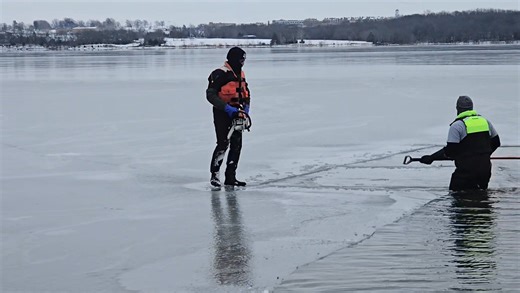 The 2026 Kansas City Polar Plunge is truly polar again this year. Divers worked hard earlier today cutting out the ice for our Super Plungers to get started. We'll see everyone else Saturday!! 🐻‍❄️💦 #somo #polarplunge #kansascity #specialolympics #missouri | Special Olympics Missouri
