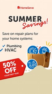 Summer is here. Save 50% off a repair plan from HomeServe and avoid sweating the hassles of covered breakdowns to your HVAC, plumbing, & electrical systems. | HomeServe USA