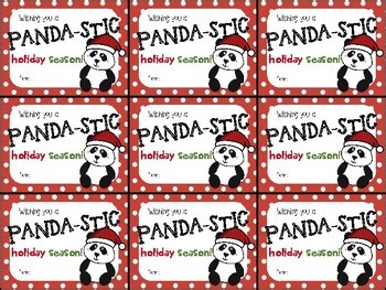 Hello Panda Winter Holiday Gift Tag- Wishing you a PANDA-STIC holiday season!