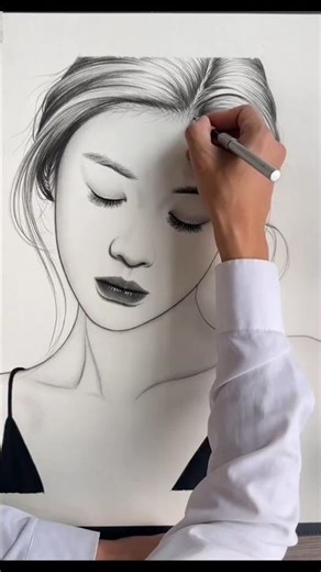 Girl Sketch with Pen Beautiful Sketch Drawing ✨ #drawing #sketch #shortvideo