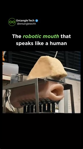 “EntangleTech” 🤖 on Instagram: "A robotic artificial mouth built by Japanese researchers that can produce human-like speech in a remarkably realistic way. The device creates sound by pushing air through physical structures, just like a real human does The silicone mouth parts articulate and move to shape different sounds It demonstrates producing the sound “O” with mouth movements that look eerily human-like The result is “unsettlingly real speech”—meaning it sounds so realistic it’s almost cre