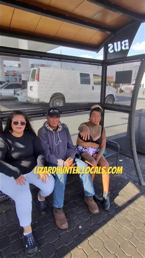 Native American homeless hanging out at the bus stop
