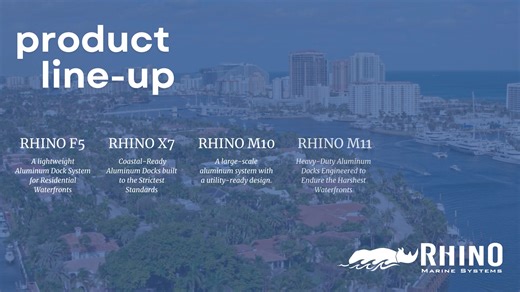 We’re proud to introduce the next evolution of Rhino Marine Systems — now a complete dock brand engineered for strength, versatility, and long-term reliability across every waterfront environment. For more than 40 years, Rhino has stood for performance you can trust. Now, that legacy continues with a full lineup of aluminum and steel dock systems — built tough for residential, commercial, and marina applications. 💪 Built Tough. Built Beautiful. Built to Last. See Rhino Marine Systems make its d