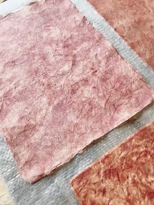 白い和紙に柿渋を塗る様子です。 そのままの原液を塗るか、水で薄めたものを塗っていきます。塗り重ねる回数や柿渋の濃さで、かなり雰囲気の違う和紙が出来上がります✨また、時間が経つとさらに濃くなっていきますので、柿渋染の色合いが変化していく姿も楽しめます♪ ☆自宅紙漉きセットはひので和紙のWEBサイトより購入できます。 自宅紙漉きセットはこちら↓ https://hinodewashi.tokyo/jitakukamisuki.html ☆柿渋やオリジナルの和紙雑貨はひので和紙『購買部』より購入できます。詳細はHPの購買部よりご確認ください。 購買部はこちら↓ https://hinodewashi.thebase.in #紙漉き #和紙 #和紙すき #紙すき #原料作り #和紙アート #コウゾ #楮 #柿渋染め #ひので和紙 #体験 #東京 #手漉き #自宅紙漉きセット #ものづくり #もの作り #手作り #紙 #紙好き #hinodewashi #washi #papermaking #kamisuki #washiart #handmade #paper #experience #ha