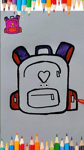 Backpack Drawing | How to Draw a Backpack Easy 🎒 #drawing #art #painting #shorts #schoolbag