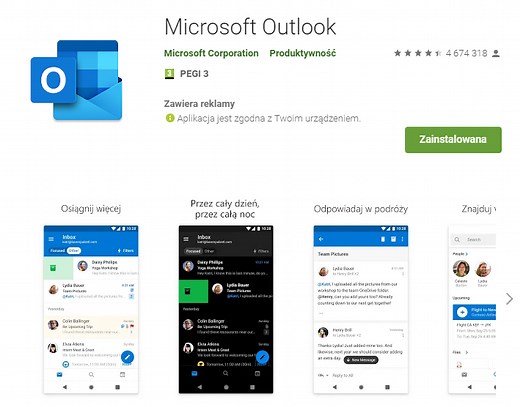 Konfiguracja poczty Outlook w aplikacji dla systemów Android/iOS