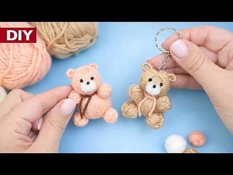 Tiny Cute Teddy Bears from Yarn 🧸 Easy DIY Gift & Keychain