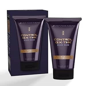 Just for Men Control GX + THK Thickening Beard Wash with Grey Reduction, Alpha Keratin Helps Beard Growth, Thickens Hair Up to 20%, Works with Every Hair Texture, 4 oz