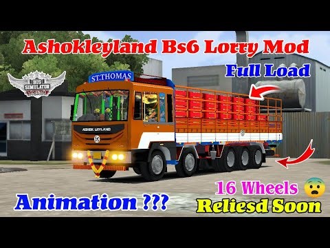 🤩🥳 NEW ASHOKLEYLAND BS6 HEAVY LOAD 16 WHEELS LORRY MOD / REVIEW FOR BUSSID #ashokleylandbusmodbussid