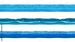 Cartoon Water, Ocean And River Layers Seamless Looping/ 4k animation of a pack of seamless water, rivers, waves and streams layers for landscapes building and game ui