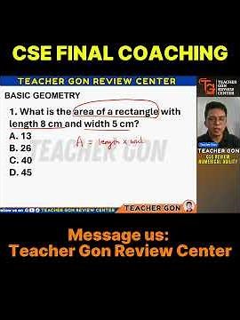 AREA OF RECTANGLE - CSE REVIEW BY TEACHER GON #teachergon #csereview #aptitude