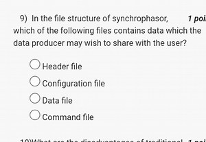 9) In the file structure of synchrophasor,1 poi which of the f... | Filo