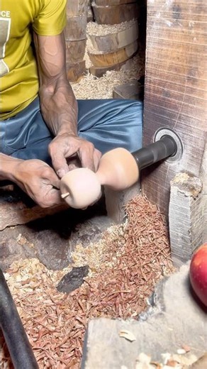 Amazin Wooden Apple making complete process using wood #viral #foryou #youtubeshorts #shorts