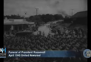 #OnThisDay in 1945, President Franklin D. Roosevelt died in Warm Springs, GA. WATCH a 1945 newsreel on his funeral: http://cs.pn/2o6Byy0 | American History TV