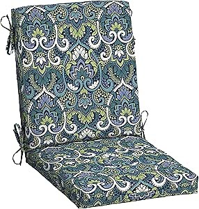 Arden Patio Dining Outdoor Chair Cushions, 20x44, Rain-Proof Seat Pad, Fade-Resistant Outdoor Cushion Sapphire Aurora Blue Damask