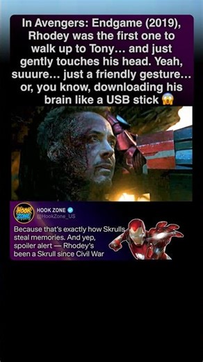 In Avengers (2019), Rhodey was the first one to approach Tony