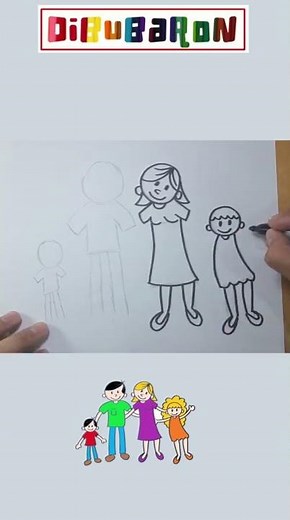 Dibujando una familia de 4 personas | Dibujos faciles