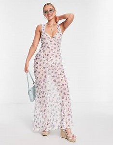 ASOS DESIGN - Robe longue de plage transparente à fleurs avec bretelles | ASOS