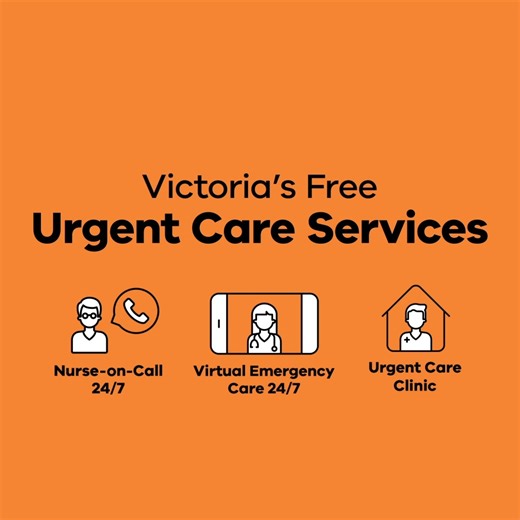 Have you heard about our Urgent Care Services in Victoria? When you need urgent healthcare now, but it's not life-threatening, help is available. 🟠 Nurse-on-Call (1300 60 60 24) 24/7 🟠 Virtual Emergency Care 24/7 🟠 Urgent Care Clinics Victoria's range of Urgent Care Services offers free help faster. Whether it's day or night, weekday or weekend, you can find the right urgent care you need now. #UrgentCareServices Find out more: https://go.vic.gov.au/3y7KR9T | Victorian Department of Health