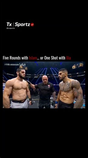 TX | Sportz on Instagram: "A showdown between Ilia Topuria and Islam Makhachev is not personality-driven hype — it’s a technical equation. Topuria’s advantage lies in compact, efficient boxing mechanics. He throws with balance, keeps tight defensive structure, and generates serious knockout power without sacrificing positioning. He thrives in pocket exchanges and is comfortable countering aggressive entries. His mindset is built around certainty — he believes his hands can erase deficits instant