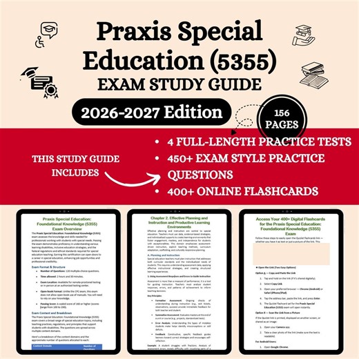 Praxis 5355 Exam 2026 | Praxis Special Education Exam | Praxis Exam | Praxis Special Education 5355 Exam | 450+ Questions | 400+ Flashcards - Etsy Australia