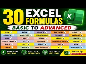 OMG🔥Top 30 Excel Formulas Everyone Must Know | Basic to Advanced Excel Tutorial