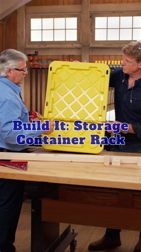 Ask This Old House on Instagram: "Storage chaos? Not on Tommy’s watch. 😅 @TomSilvaTOH and @KevinOConnorTOH build a custom rack to keep those storage containers in line. Head to the link in our bio for the full build out and directions to build your own."