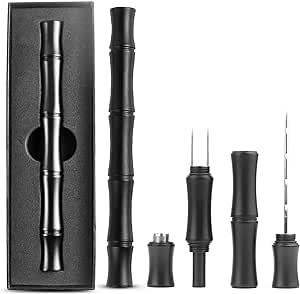 3-in-1 Cigar Punch Tool Set Multitool with Cigar Punch(8mm),Twin Nubber and Cigar Draw Enhancer Cutter (Black)