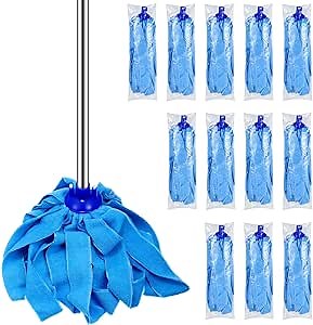 Yaomiao 12 Pcs Microfiber Mop Heads Replacement for 0.8 Diameter Handle Floor Cleaning Wet Dry Cotton Cloth Mop Head Refills for Industrial Commercial Cleaning