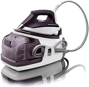 Rowenta - 1830005299 DG8520 Perfect Steam 1800-Watt Eco Energy Steam Iron Station Stainless Steel Soleplate, 400-Hole, Purple