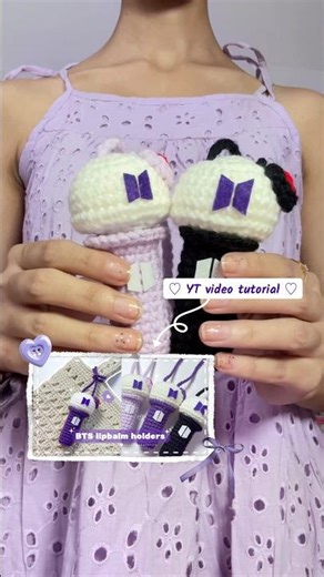 💜BTS army bomb lip balm holder tutorial 💜✨ #bts #crochet #tutorial