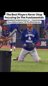 Even before the biggest game of the year🔥 The best players stick to the basics and understand it will help them perform when the game is on the line. Mookie is sticking to his pregame routine, just another day at the office 🫡 . . . #DontBeAverage #Baseball #Fielding #Mookie #Betts #LA #Dodgers #WorldSeries #MLB | Don't Be Average Baseball