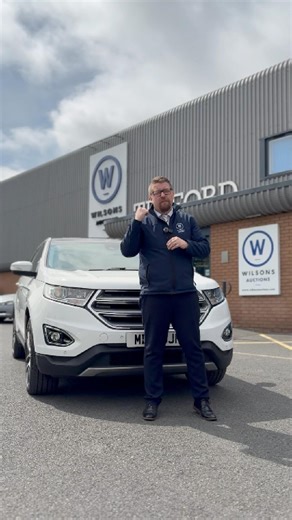 2.8K views | It's a Ford from Fords of Winsford!朗 Auctioneer Andy is back with Telford's Star Car this week. The Ford Edge Titanium Tdci Auto. Finished in white and features only 62,000 miles from new. This one of 120 vehicles on behalf of Fords of Winsford, that will be driving through the hall on Friday 1st August at 12 noon. Online Catalogue ➡️ https://bit.ly/3INcE4H | Wilsons Auctions | Facebook