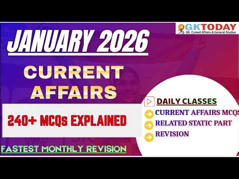 January 2026 GKToday 🎯 Full Month Current Affairs | GK Today Monthly Current Affairs