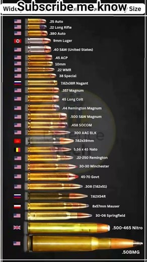 The Best Widely Used Ammunition Calibers Size by Size | Quick Beginner Guide #shorts​👈😱😱