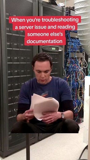 286K views · 37 shares | When you're troubleshooting a server issue and reading someone else's documentation! #itengineer #sysadmin #sysadmin #itsupport #computerengineer #server #serverlife #serverproblems #itcrowd | CloudGivers | Facebook