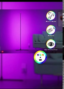 DUSVALLY Corner Floor Lamp Color Changing RGB LED Light, Remote Modern Daylight Lamp Music Sync Light Scene for Bedroom & Living Room, 61" H