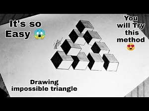 How to Draw an Impossible Triangle with 3d cubes : optical illusion step by step || sketch artist ||