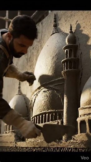 Amazing Cement Wall Art – Man Making Beautiful Mosque Design with Cement