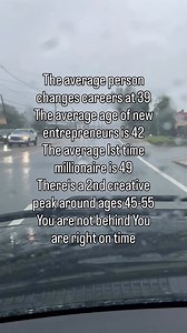 The average person changes careers at 39 The average age of new entrepreneurs is 42 The average Ist time millionaire is 49 There's a 2nd creative peak around ages 45-55 You are not behind You are right on time- Unknown | Homeschool ToGo