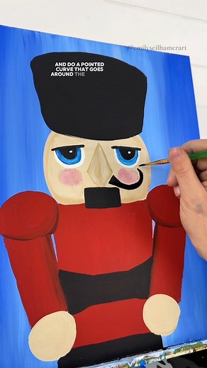 Emily Seilhamer on Instagram: "[clip] Painting a nutcracker face 🎨#easypainting #beginner #nutcracker #Christmas #tutorial"