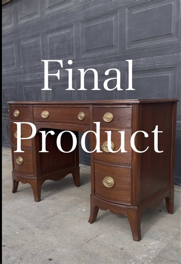 ✨Final Product✨ • I adore this final look and it was refinishing in @Minwax Walnut gel stain and @Rust-Oleum gold spray paint. It sold quick and I’m thankful! 🫶🏼 • #furniturerestoration #upcycling #restoration #beforeandafter #restoration