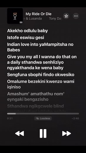 My Ride Or Die by Tony Dayimane