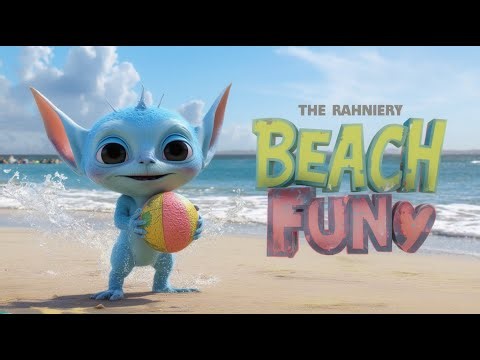 Beach Fun with a Cute Blue Alien! 🌈
