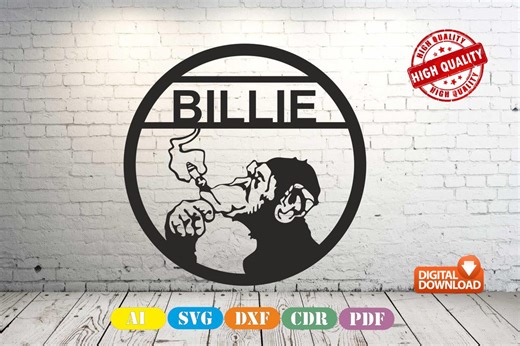 Monkey Name Sign SVG: Laser Cut Wall Art Template (svg, Dxf, Ai, Pdf, Cdr) (digital Download) - Etsy