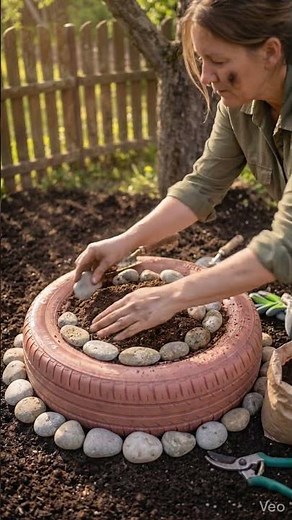 Transform Old Tires into Beautiful Flower Planters 🌼 #gardeningtips #youtubeshorts #diy